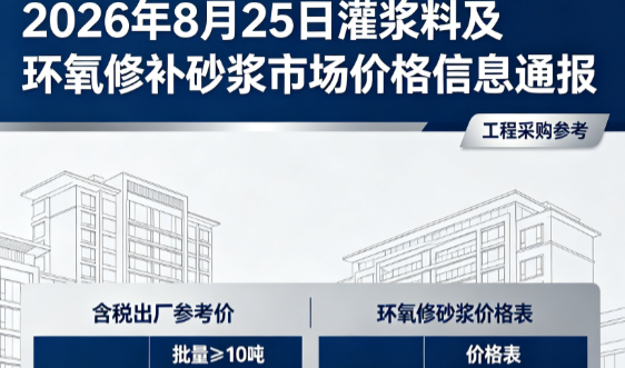 扶风2026年8月25日灌浆料及环氧修补砂浆市场价格信息通报
